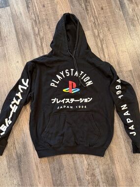 Sony PlayStation Black Hoodie with Multicolor Logo